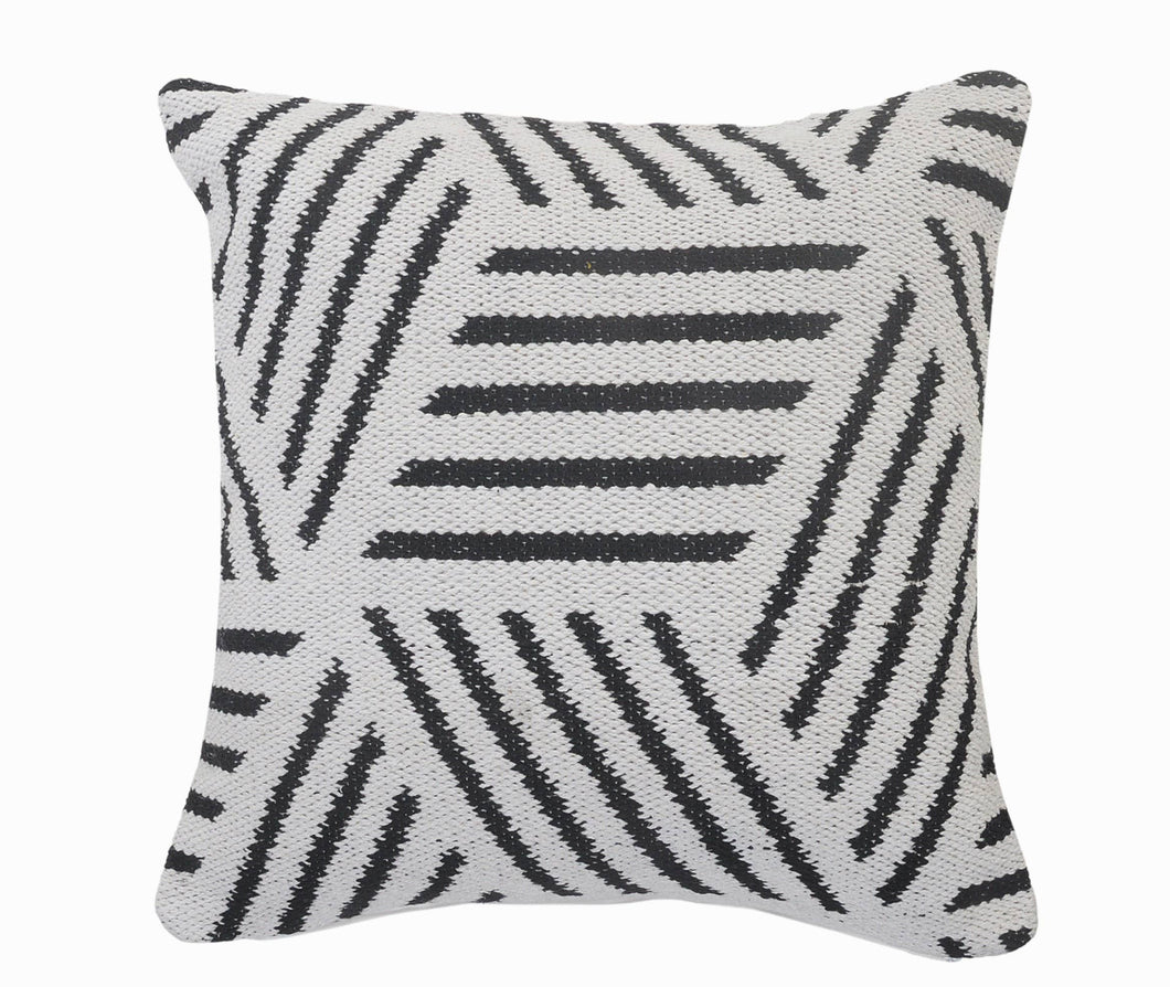 LR Home - Black and White Geometric Striped Throw Pillow