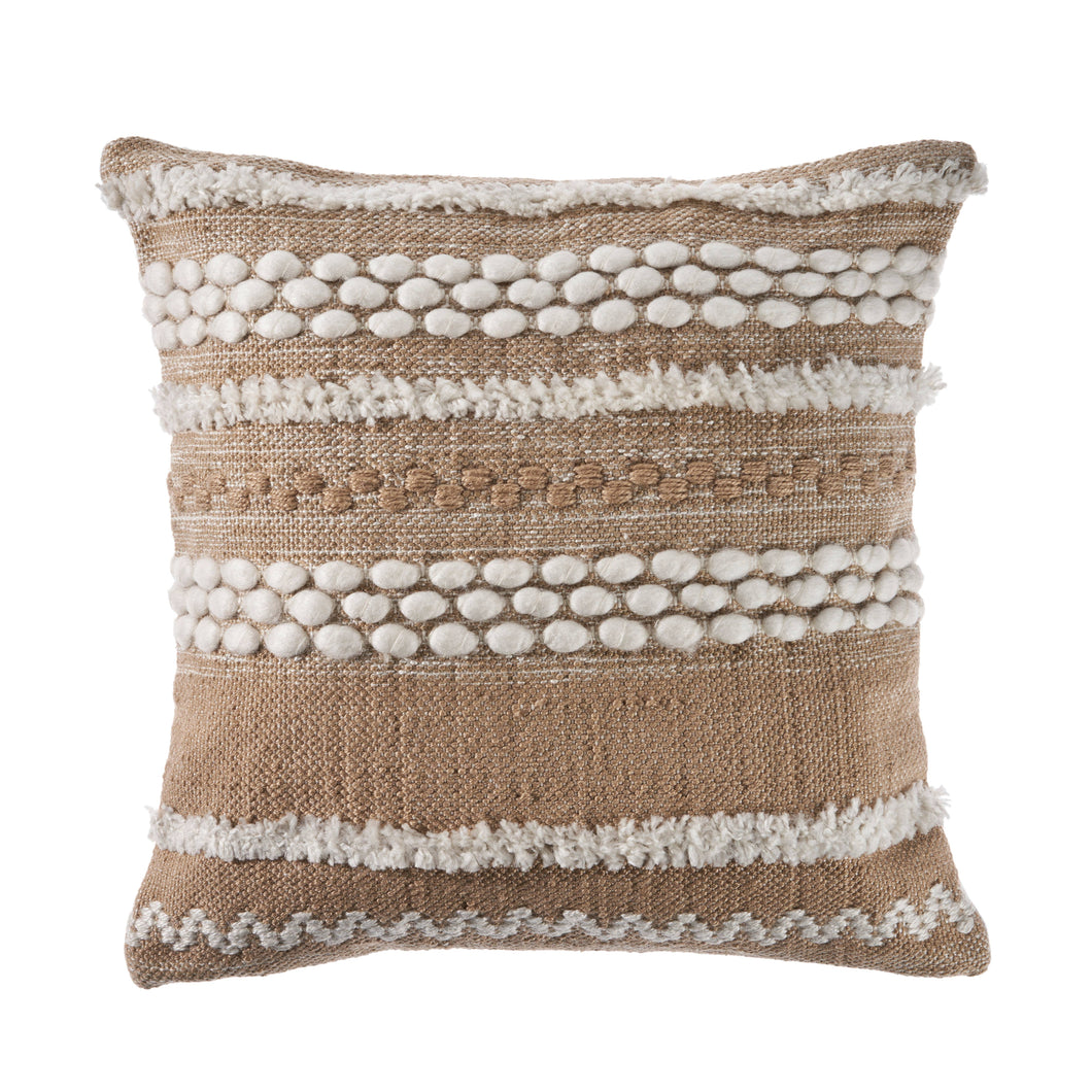 LR Home - Neutral Textured Embroidered Throw Pillow